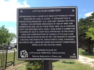 Little Elm Cemetery Marker